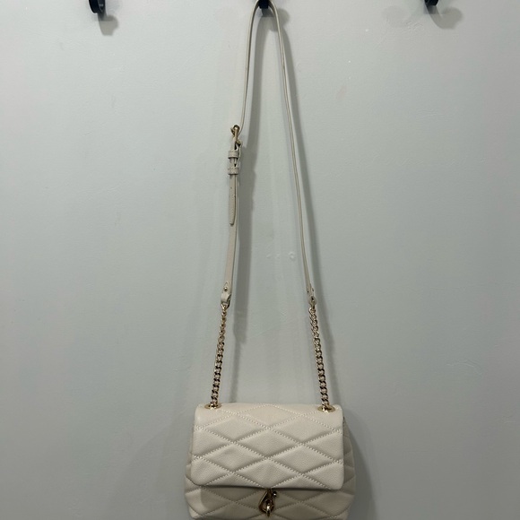 NWT- Rebecca Minkoff Edie Quilted Leather Crossbody w/Gold Chain Hardware Pearl - Picture 8 of 10